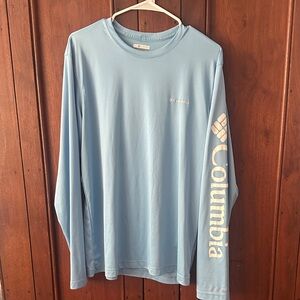 Columbia Sky Blue Long Sleeve Logo Tee with Sleeve Branding